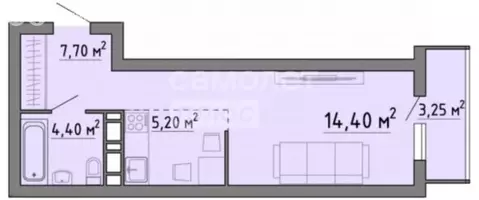 Квартира-студия: Липецк, ЖК Семейный Квартал (34.7 м)