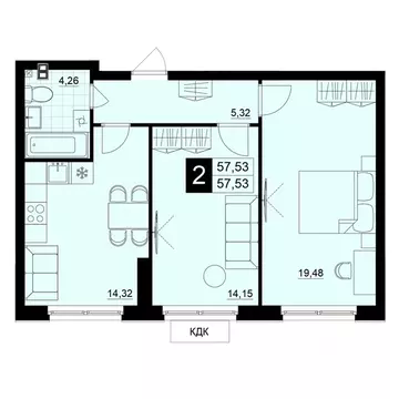 2-к кв. Самарская область, Самара АмГрад жилой комплекс (57.53 м)