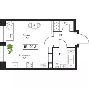 Студия Московская область, Пушкино Пушкино Град жилой комплекс (29.1 ...