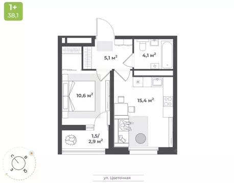 1-к кв. Тверская область, Тверь Соминка мкр,  (36.7 м)
