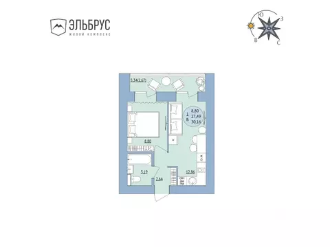 1-к кв. Башкортостан, Уфа Кавказская ул., 24 (30.16 м)