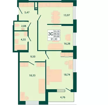 3-к кв. Ростовская область, Ростов-на-Дону Северный мкр, бул. ...
