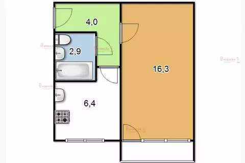 1-комнатная квартира: Екатеринбург, улица Металлургов, 10 (27 м)