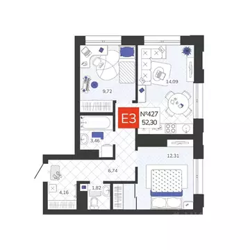 2-к кв. Тульская область, Тула Мясново мкр, Желания жилой комплекс ...