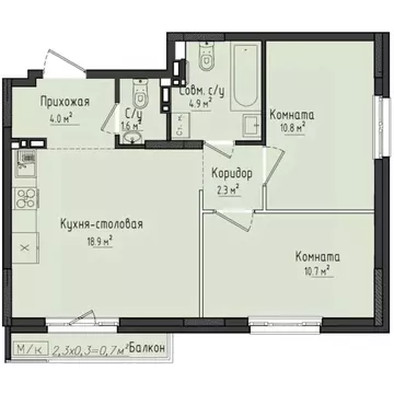 2-к кв. Удмуртия, Завьяловский район, с. Первомайский ул. Строителя ...