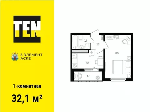 1-к кв. Ростовская область, Ростов-на-Дону Левенцовский мкр, Пятый ...