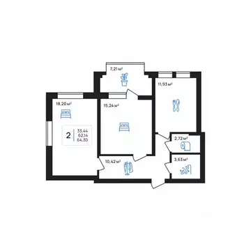 2-к кв. Липецкая область, Липецк Авторский жилрайон,  (64.3 м)