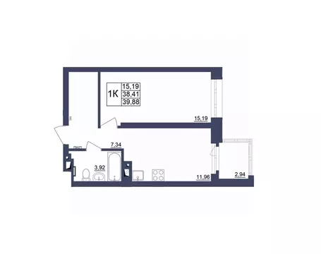 1-к кв. Башкортостан, Уфа Космос жилой комплекс, лит1 (39.7 м)
