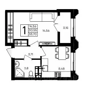 1-к кв. Севастополь ш. Балаклавское, 1/2 (33.7 м)