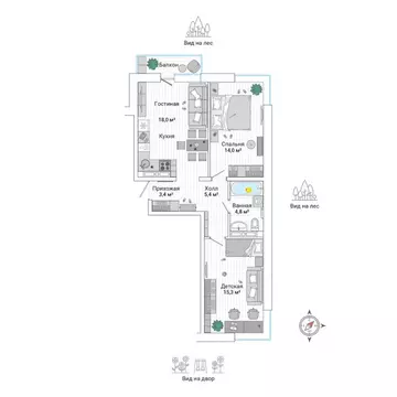 3-к кв. Приморский край, Владивосток ул. Нейбута (61.7 м)