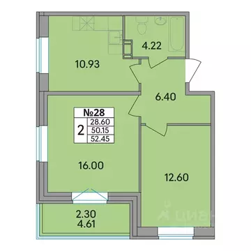 2-к кв. Ленинградская область, Всеволожский район, Агалатовское с/пос, ...