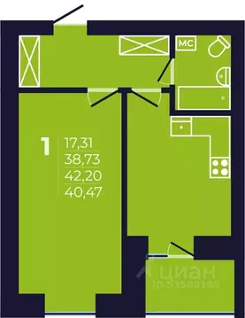 1-к кв. Башкортостан, Уфа ул. Михаила Зайцева, 6 (40.3 м)