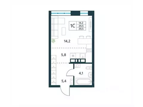 Студия Забайкальский край, Чита Хороший мкр, 16 (29.5 м)