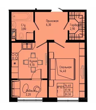 1-к кв. Ленинградская область, Коммунар г. Гатчинский муниципальный ...