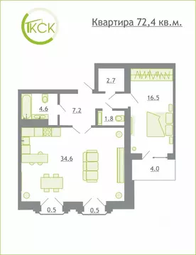 1-к кв. Смоленская область, Смоленский муниципальный округ, д. ...