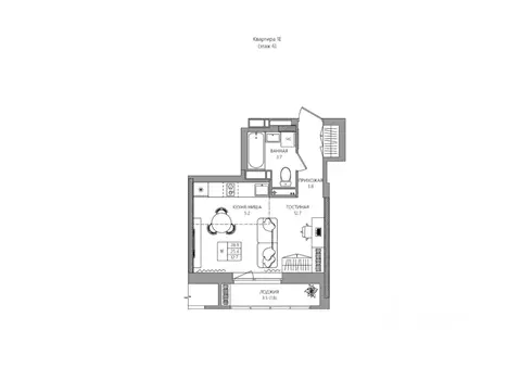 Студия Пермский край, д. Кондратово ул. Водопроводная, 5 (27.2 м)