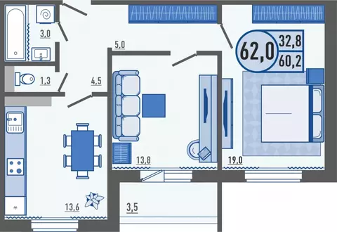 2-к кв. Орловская область, Орловский район, д. Жилина ул. Садовая, 2к3 ...