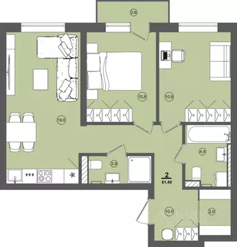 2-к кв. Удмуртия, Завьяловский район, д. Хохряки, Богатыри мкр 12 ...