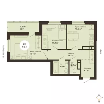 2-комнатная квартира: Екатеринбург, жилой район Вторчермет, жилой ...