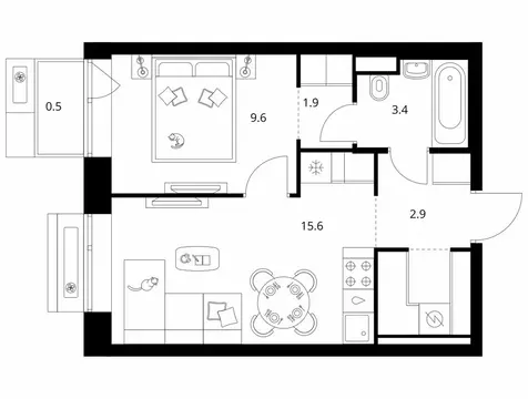 1-комнатная квартира: Москва, Амурская улица, 2Ак1 (37.2 м)