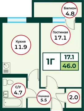1-к кв. Красноярский край, Красноярск городской округ, пос. Солонцы ...