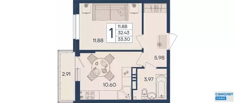 1-комнатная квартира: Краснодар, ул. Дорожная / ул. им. Сорока А.М. ...