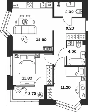 2-к кв. Тульская область, Тула ул. Михеева (62.7 м)