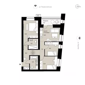 3-к кв. Коми, Сыктывкар Крутая ул., 2 (75.9 м)