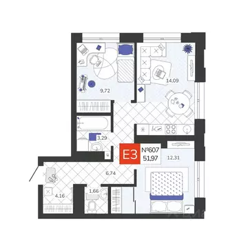 2-к кв. Тульская область, Тула Мясново мкр, Желания жилой комплекс ...