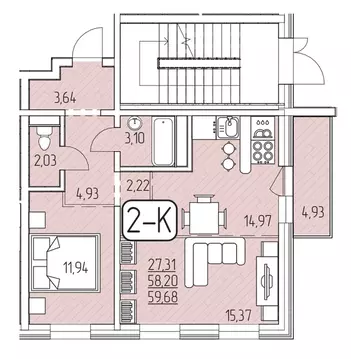 2-к кв. Бурятия, Улан-Удэ 105-й мкр,  (59.68 м)