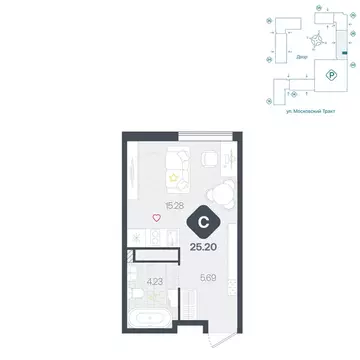 Квартира-студия: Тюмень, жилой комплекс Сибирский (25.2 м)