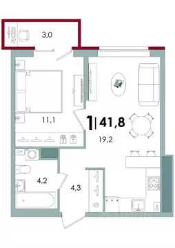 1-к кв. Тверская область, Тверь Южный жилой комплекс (41.8 м)