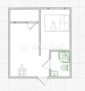1-комнатная квартира: Пенза, улица Щербакова, 89 (28.5 м)