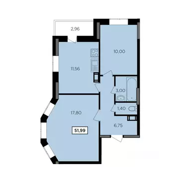 2-к кв. Калужская область, Обнинск Комсомольская ул., 7к2 (51.99 м)