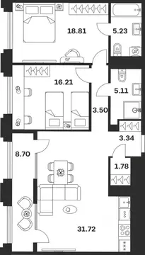 2-к кв. Тульская область, Тула ул. Болотникова, 4 (94.4 м)