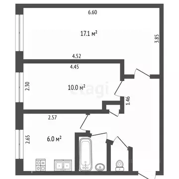 2-к кв. Ярославская область, Рыбинск ул. Рокоссовского, 4 (44.0 м)