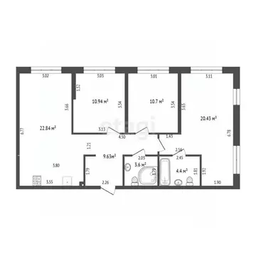 3-к кв. Тюменская область, Тюмень Харьковская ул., 72Б (82.3 м)