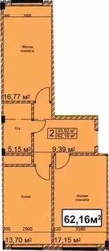 2-к кв. Ставропольский край, Ессентуки ул. Благодатная, 22к2 (62.16 м)