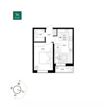 1-к кв. Ярославская область, Ярославль Северный жилрайон, 15-й мкр, ...