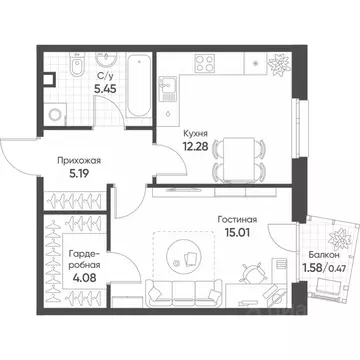 1-к кв. Татарстан, Казань Счастье в Казани жилой комплекс (42.5 м)
