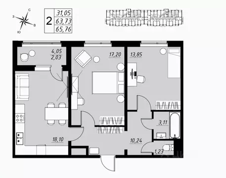 2-к кв. Тамбовская область, Тамбов ул. Имени Павла Строганова, 11Д ...
