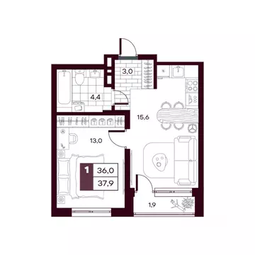 1-к кв. Тюменская область, Тюменский муниципальный округ, д. Дударева ...