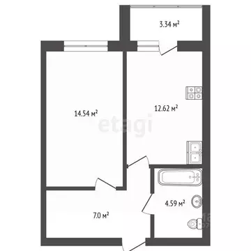 1-к кв. Ярославская область, Ярославль ул. Калинина, 34А (38.4 м)