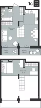 Студия Пермский край, Пермь ул. Космонавта Беляева, 210 (57.3 м)