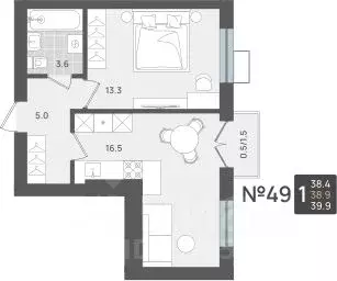 1-к кв. Калининградская область, Пионерский Рабочая ул., 11 (38.9 м)