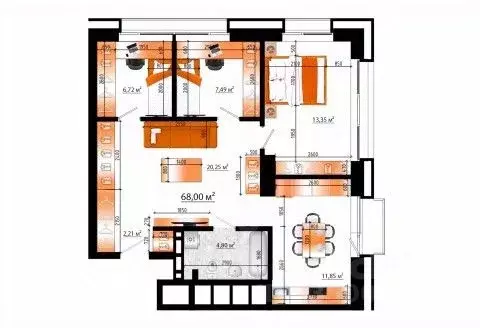 4-к кв. Приморский край, Владивосток ул. Гамарника (68.0 м)