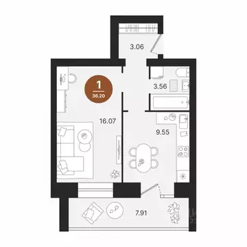 1-к кв. Марий Эл, Советский городское поселение, Советский пгт  (36.2 ...
