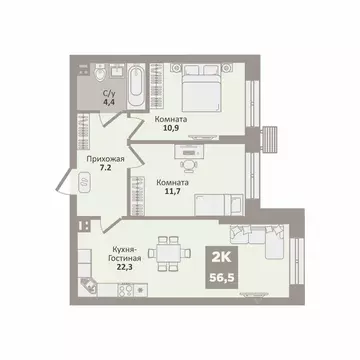 2-к кв. Курганская область, Курган Заозерный жилрайон, 12-й мкр, 2 ...