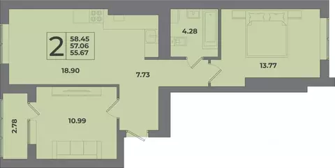 2-к кв. Калининградская область, Калининград Петровский мкр,  (58.45 ...