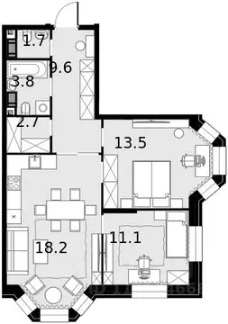 2-к кв. Москва ул. Ротмистрова, 2к3 (64.2 м)